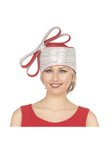 Massive Stoned Pillbox Hat w/ Stoned Ribbon Bow