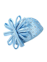 Round Pillbox Hat w/ Flwr Ribbon&Scattered Stones