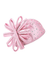 Round Pillbox Hat w/ Flwr Ribbon&Scattered Stones