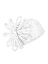 Round Pillbox Hat w/ Flwr Ribbon&Scattered Stones