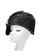 Round Ribbon Hat w/ Brooch and Rhinestoned Strip