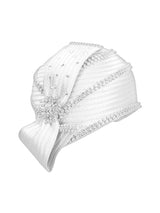 Round Ribbon Hat w/ Brooch and Rhinestoned Strip