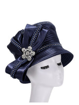 Small Brim Hat w/ Ovsz Rhinestoned Ribbon Decor