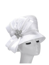 Small Brim Hat w/ Ovsz Rhinestoned Ribbon Decor