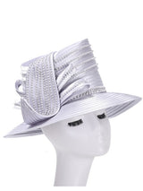 Medium Brim Ribbon Hat w/ Leaf and Rhst Decor