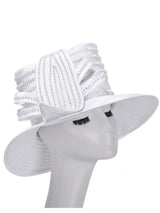 Medium Brim Ribbon Hat w/ Leaf and Rhst Decor