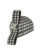 Rhinestoned Pillbox Hat w/ Brooched Vertical Bow