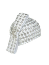 Rhinestoned Pillbox Hat w/ Brooched Vertical Bow