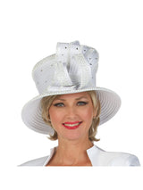 Elegant Rhinestoned Satin Rbn Hat