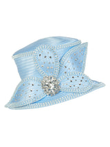 Small Brim Hat w/ Bows & Rhinestone Decor