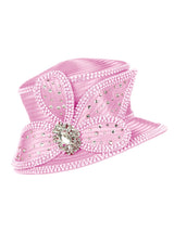 Small Brim Hat w/ Bows & Rhinestone Decor
