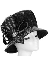 Lace Detail Rhinestone Bow Dress Hat
