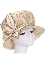 Lace Detail Rhinestone Bow Dress Hat