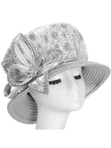 Lace Detail Rhinestone Bow Dress Hat