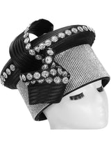 Massive Stoned Pillbox Hat w/ Flwr Stone Strip