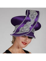 Oversize Pillbox Hat w/ Embroidery, Beads&Stones