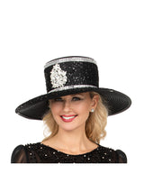 Elegant Rhinestone Crest Wide Brim Formal Hat