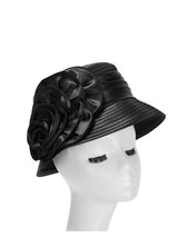 Satin Ribbon Small Brim Hat w/ Satin Flower