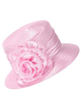 Satin Ribbon Small Brim Hat w/ Satin Flower