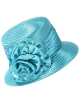 Satin Ribbon Small Brim Hat w/ Satin Flower