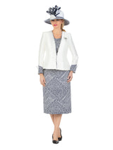 3pc Two-tone Wave Print Skt Suit