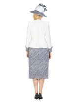 3pc Two-tone Wave Print Skt Suit-Plus