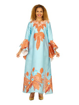Tropical Leaf Print Maxi Caftan Dress