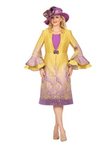 Metallic Ombre 2pc Dress&Long Coat Set-Plus
