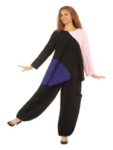 2pc Color Block Popcorn Fbrc Pants Set