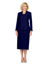 2pc Notch Collar 2-button Skirt Suit