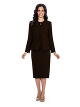 3pc Round Neck Clean Lines Skirt Suit - Plus size
