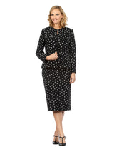 3pc Round Neck Clean Lines Detailed Skirt Suit