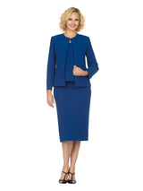 3pc Round Neck Clean Lines Detailed Skirt Suit