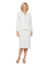 3pc Round Neck Clean Lines Detailed Skirt Suit