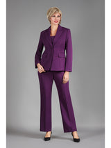 2pc Notch Collar Jkt+Pants Suit-Plus