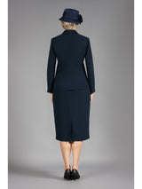 2pc Notch Layered Collar 3-Button Skt Suit-Plus