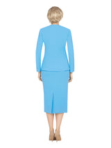 Classic Tailored 2-Piece Skirt Suit with Brooch