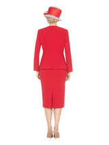 Timeless 3pc Skirt Suit with Jewel Brooch