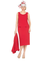 Timeless 3pc Skirt Suit with Jewel Brooch