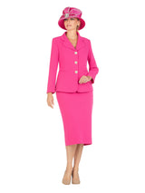 2pc Vintage Lapel 3-button Skirt Suit-Plus