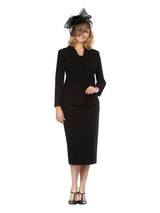 2pc Vintage Lapel 3-button Skirt Suit