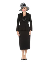 3pc Satin Shawl Lapel Skirt Suit