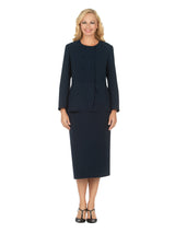 2pc Dbl Brstd Tiered Peplum Jkt Skt Suit