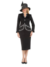Black&White Crystal Zigzag Premium Scuba 2pc Suit