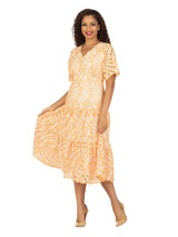V-neck Cotton Blend A-line Tiered Eyelet Dress
