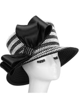 Small Brim Stoned Multi-Color Rbn Hat w/ Blk Bow