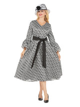 A-line Prt Dress in Silky Twill w/ Belt