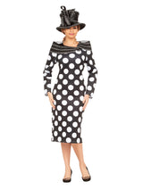 Scuba Blk/Wht Polka Dot Shift Dress