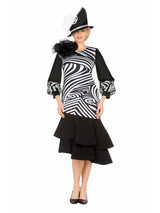 Scuba Blk/Wht Swirl Prt Drs w/ Flower