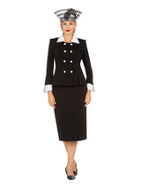 Signature Contrast Crystal Trim 2pc Skirt Suit